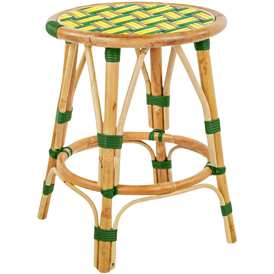 BISTRO RATTAN COURT STOOL WEAVE GREEN YELLOW DYKE DEAN