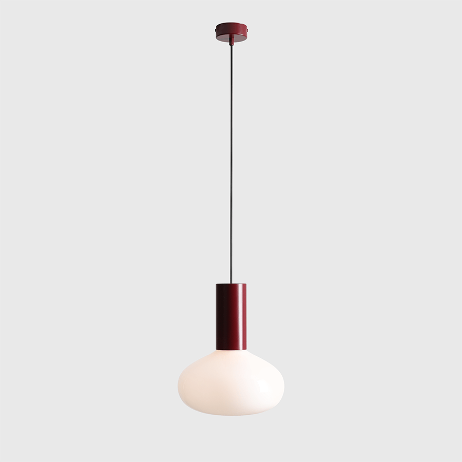 FLO OPAL GLASS ORB LARGE PENDANT LIGHT RUBY RED - DYKE & DEAN