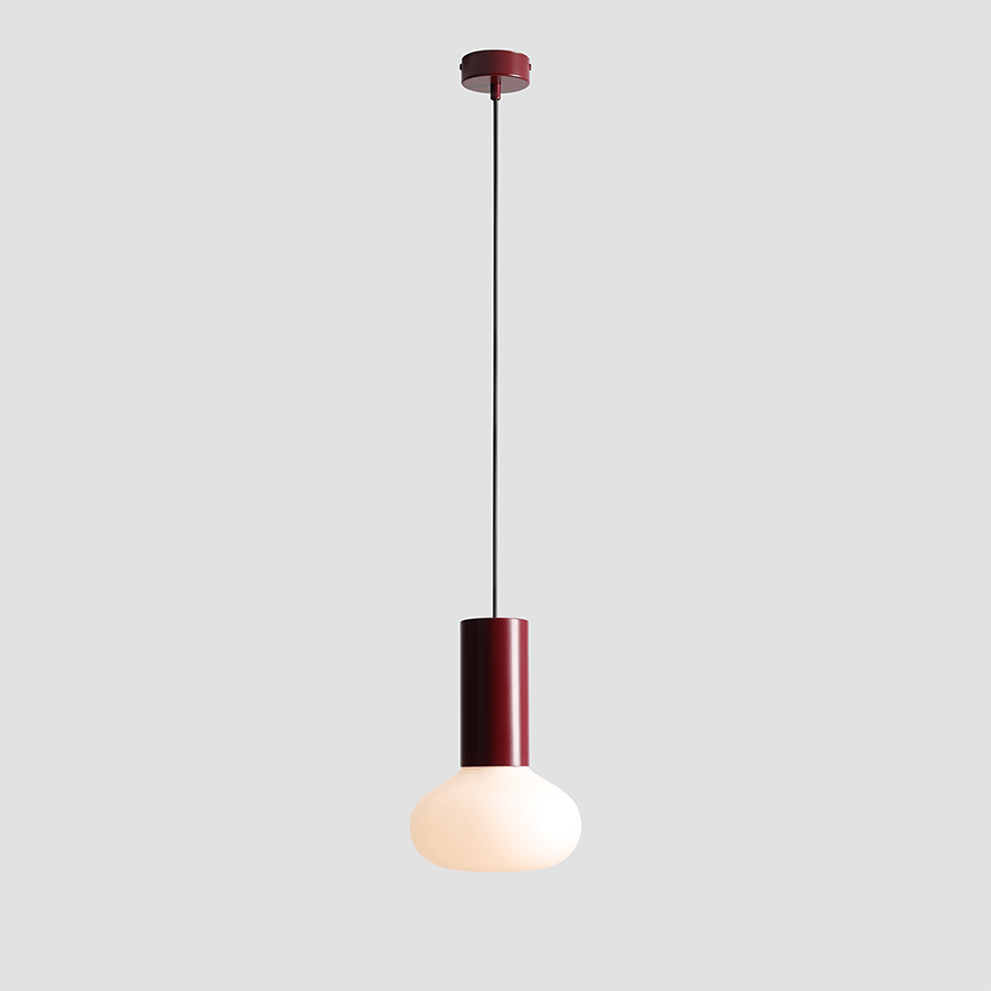 FLO OPAL GLASS ORB SMALL PENDANT LIGHT RUBY RED - DYKE & DEAN