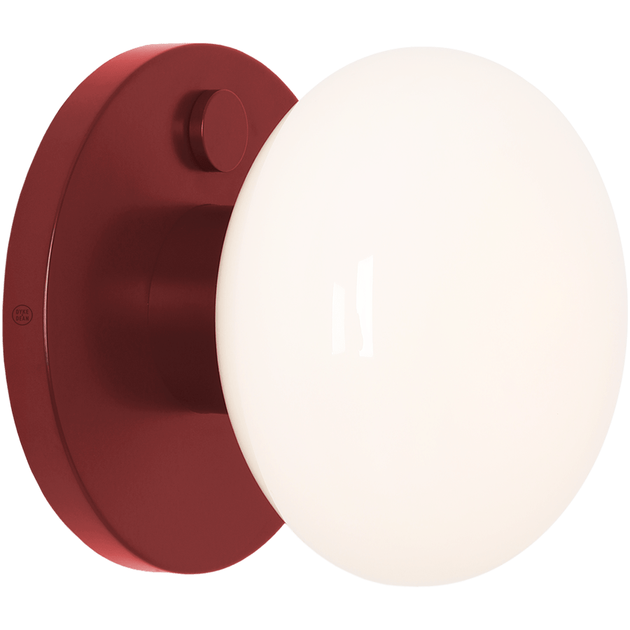 FLO OPAL GLASS ORB SWITCH WALL LIGHT RUBY RED - DYKE & DEAN