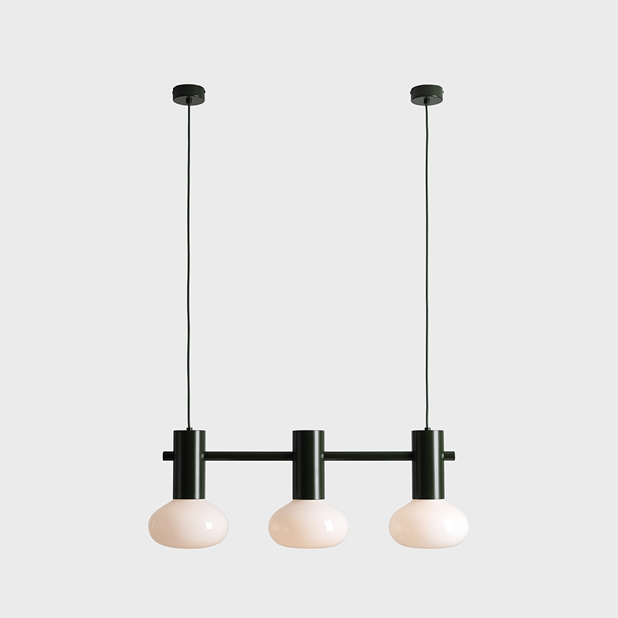 FLO SUSPENSION PENDANT 3 OPAL GLASS LIGHT MOSS GREEN - DYKE & DEAN