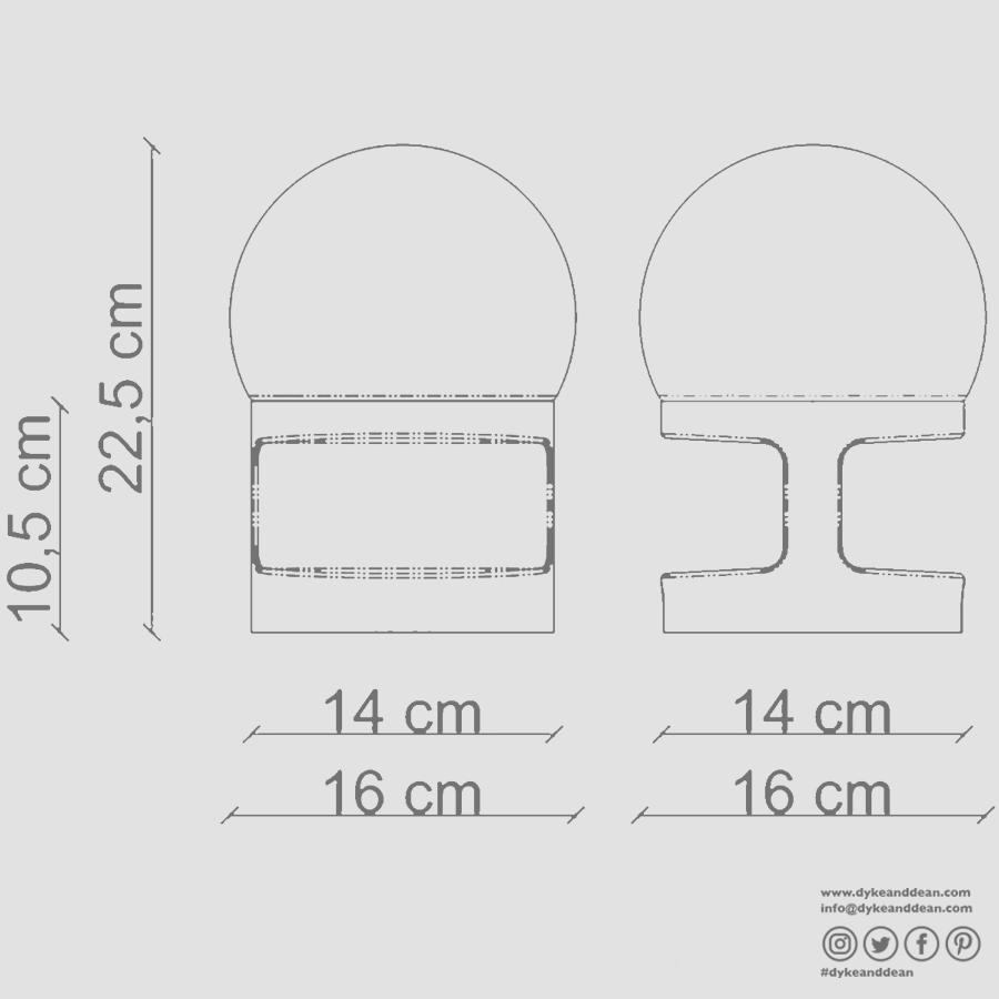 HABEA SMALL CERAMIC TABLE LIGHT OPAL GLASS - DYKE & DEAN