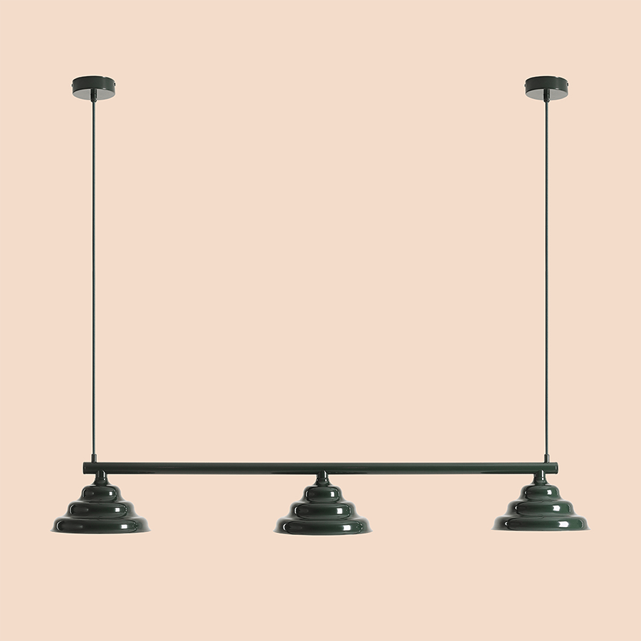 WAVE SUSPENSION BAR PENDANT 3 LIGHT DEEP GREEN - DYKE & DEAN