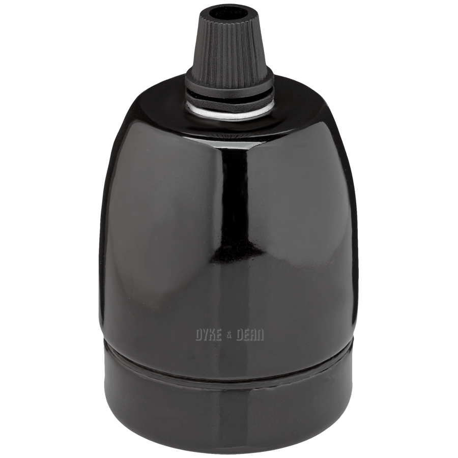 BLACK CERAMIC E27 SCREW BULB HOLDER