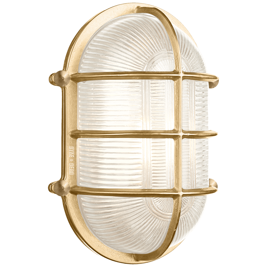 LARGE CAGE OVAL BRASS BULKHEAD LIGHT