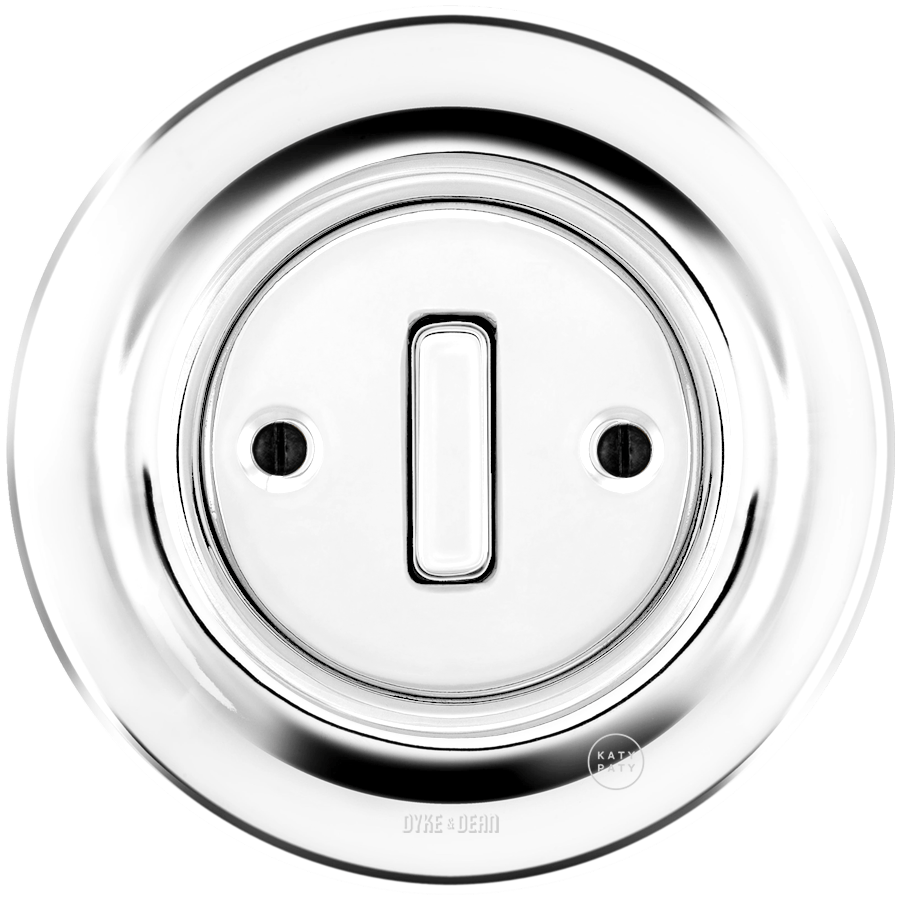 PORCELAIN WALL LIGHT SWITCH CHROME SLIM BUTTON DYKE DEAN Porcelain wall light switch chrome slim button dyke dean