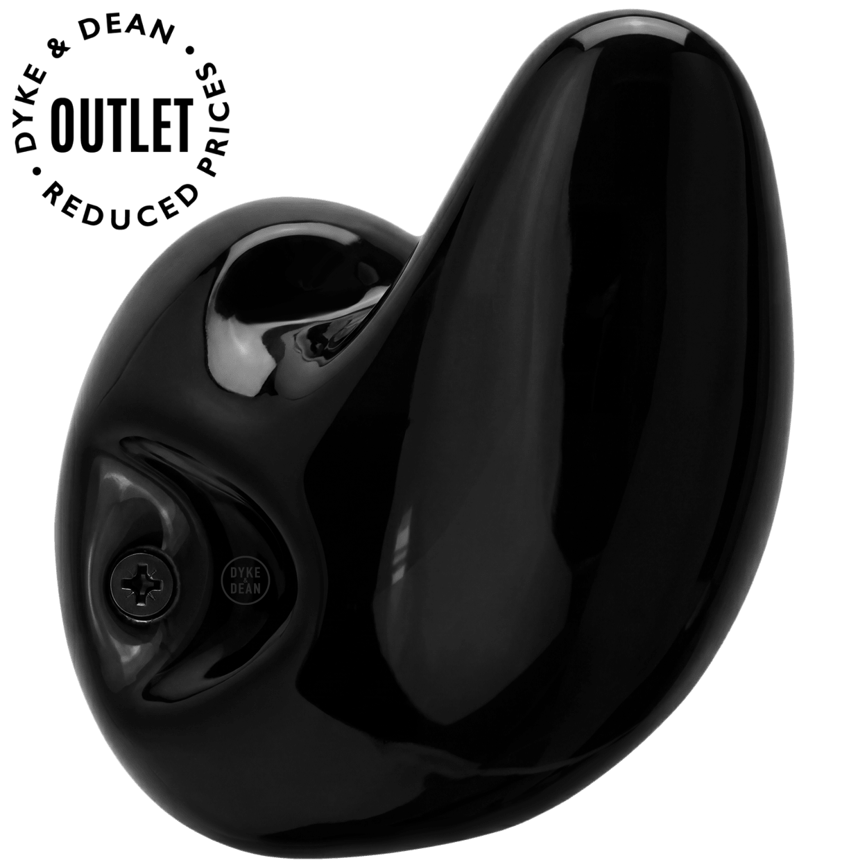 BLACK PORCELAIN TUSK WALL HOOK OUTLET