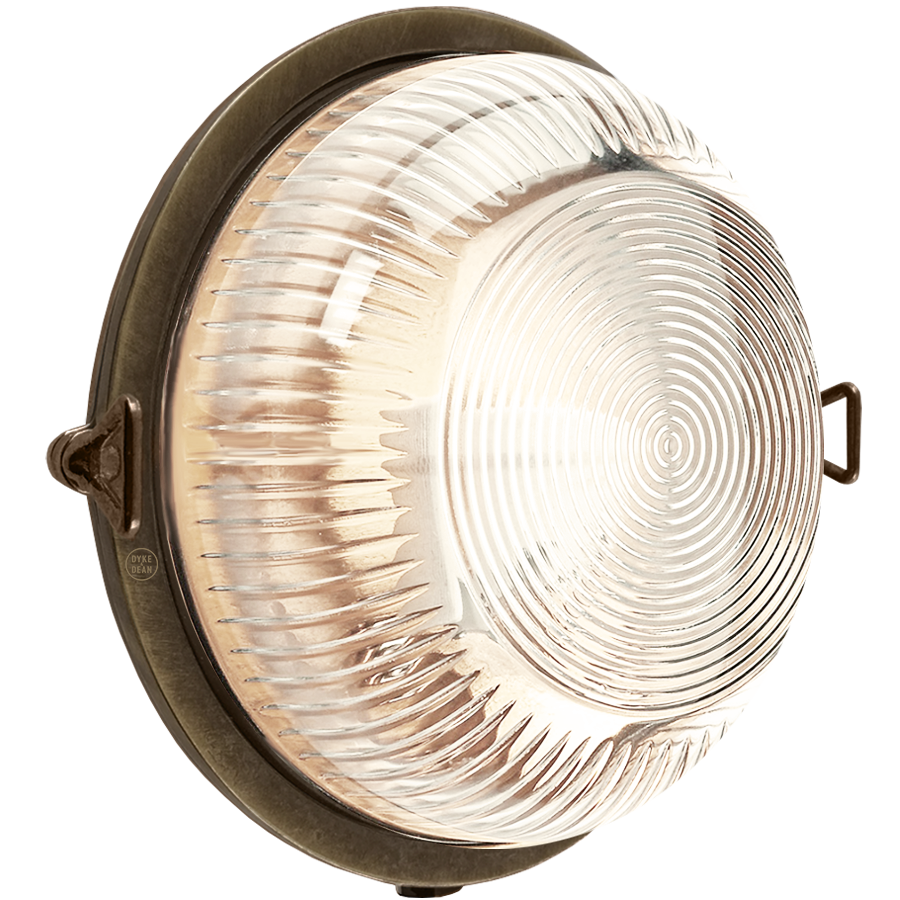 BRUSHED BRASS ROUND OUTDOOR BULKHEAD LIGHT IP54