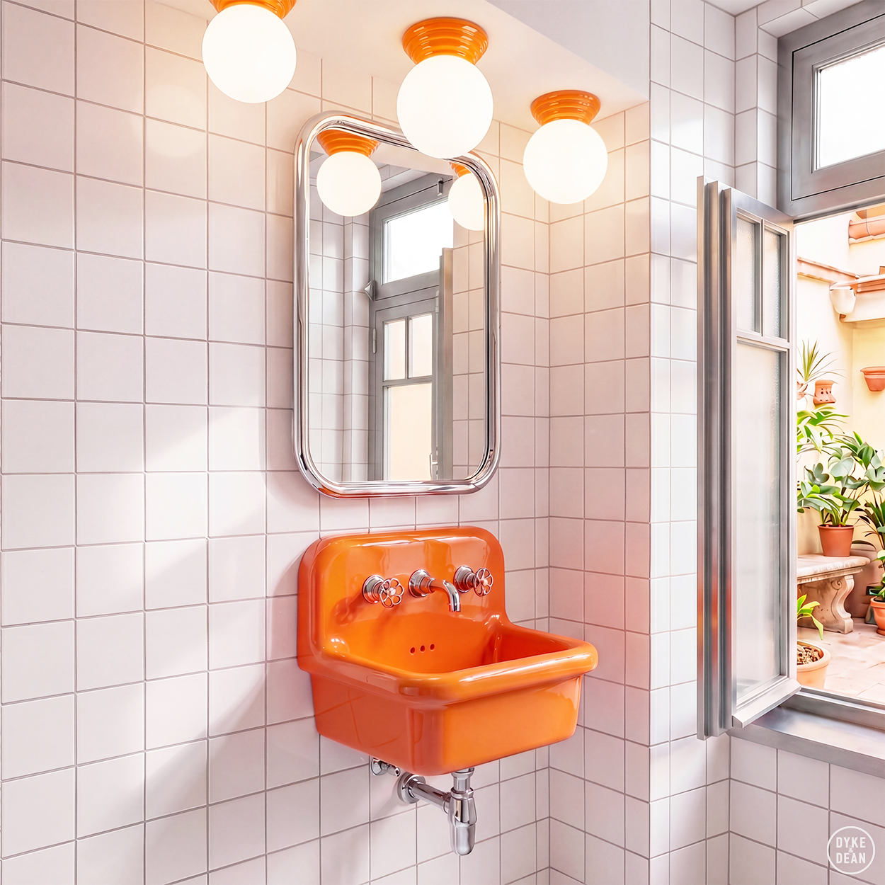 ORANGE CERAMIC SCONCE WATERPROOF OPAL GLOBE CEILING LIGHT