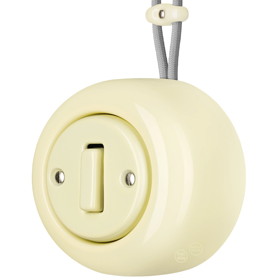 PORCELAIN ROUND SURFACE MOUNTED SLIM BUTTON SWITCH VANILLA