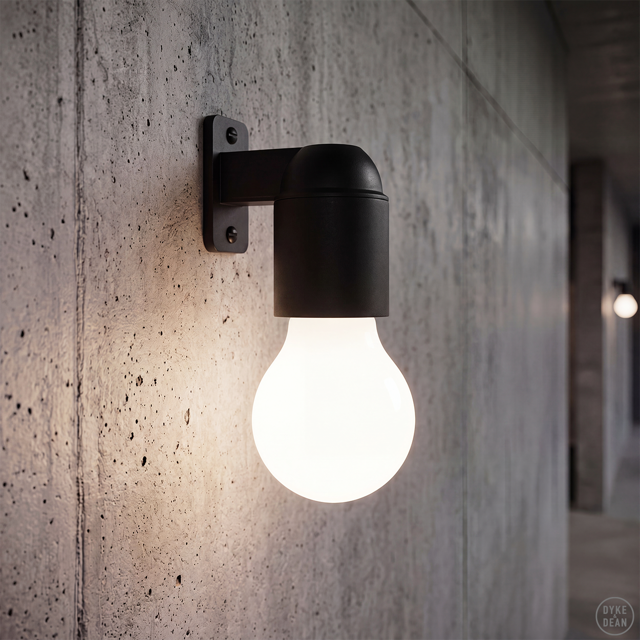 E27 SCHWARZE WANDLAMPE MIT RECHTEM ARM