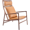 GAZZDA DEDO LOUNGE LEATHER CHAIR WITH HEAD REST WALNUT