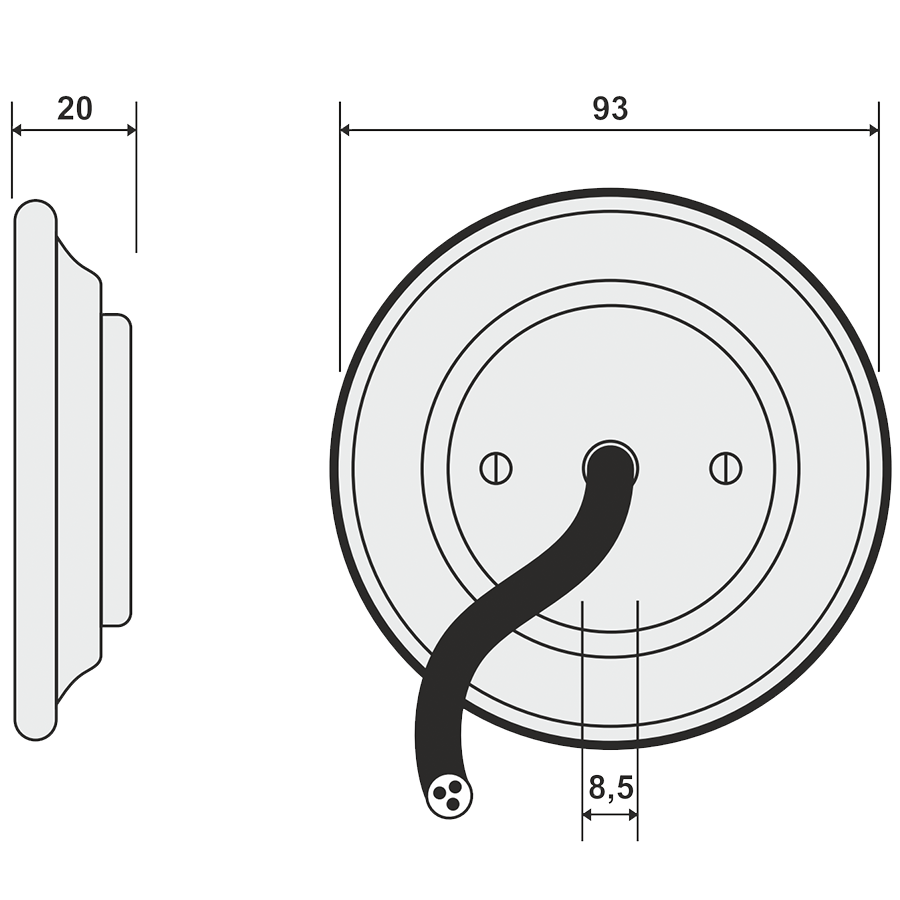 PORCELAIN WALL CABLE GLAND SOCKET CARROT