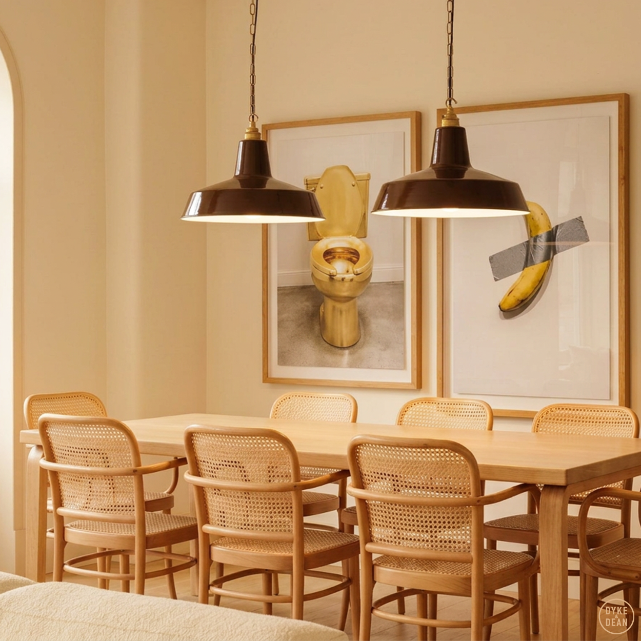 DYKE & DEAN PENDANT LAMPSHADE BROWN WITH HOOK & CHAIN SET