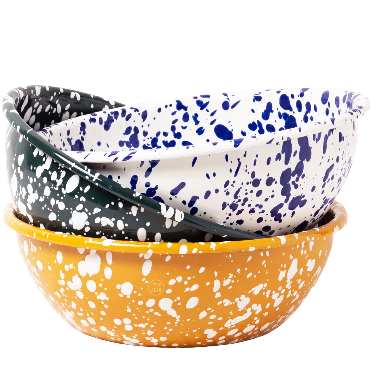 YELLOW & CREAM LARGE SPLATTER ENAMEL BOWL