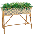 BISTRO RATTAN PLANTER WITH STAND DIAMONDS GOLD NAVY