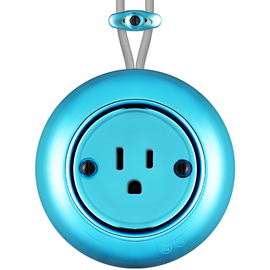 PORCELAIN ROUND SURFACE MOUNTED USA 15AMP SOCKET SKY BLUE