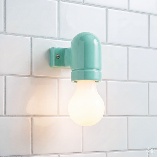 Wall arm ceramic light teal green