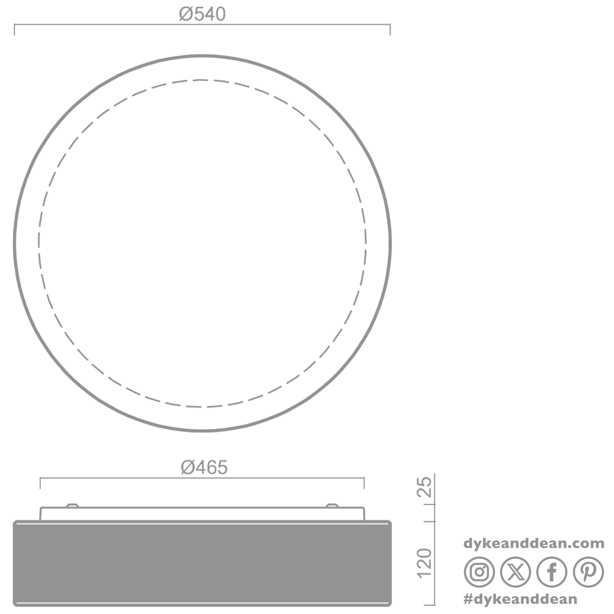 BLACK DISC WALL & CEILING LIGHT 540MM