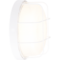 WHITE CAGED INDUSTRIAL ROUND WALL & CEILING BULKHEAD LIGHT