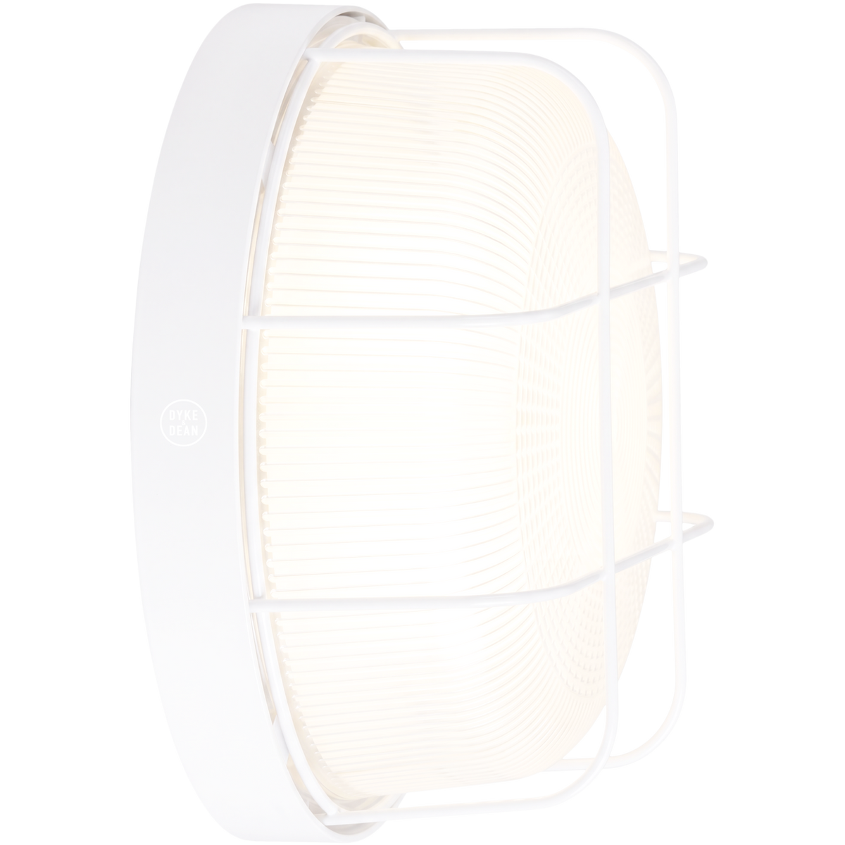 WHITE CAGED INDUSTRIAL ROUND WALL & CEILING BULKHEAD LIGHT