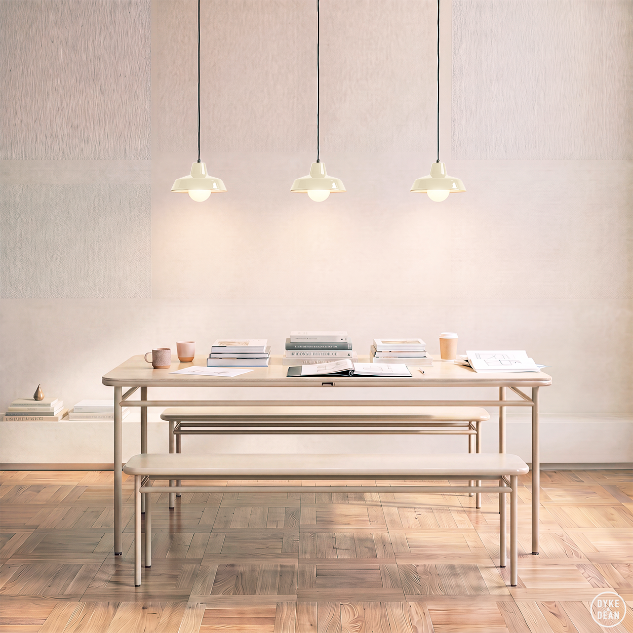 DYKE & DEAN SMALL PENDANT LAMPSHADE CREAM E14 BULB HOLDER