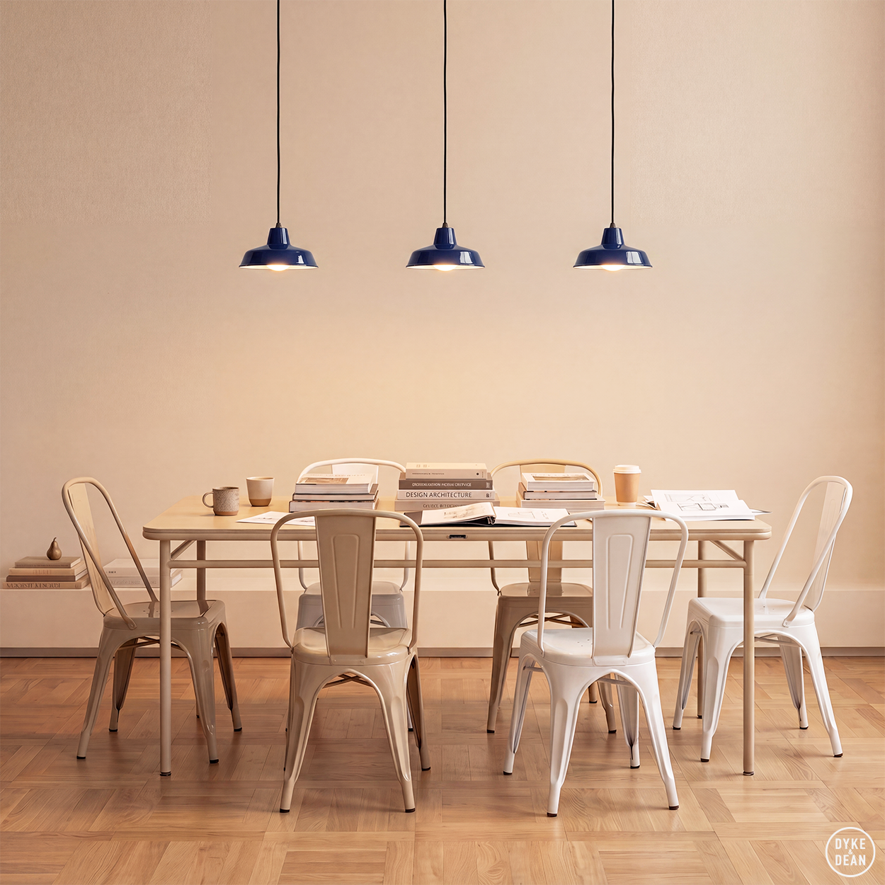 DYKE & DEAN SMALL PENDANT LAMPSHADE BLUE E27 BULB HOLDER