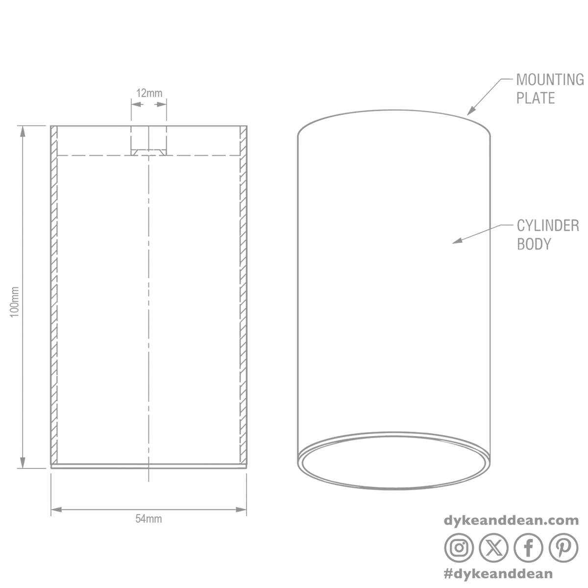 Ceiling cylinder spot lamp white