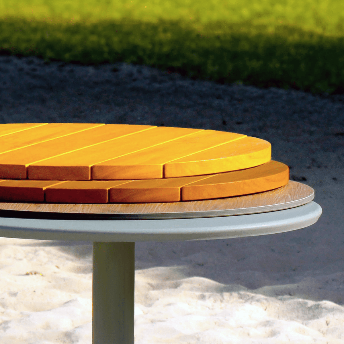 ADICO PLANA ROUND FOLDING HIGH TABLE WOOD TOP - DYKE & DEAN