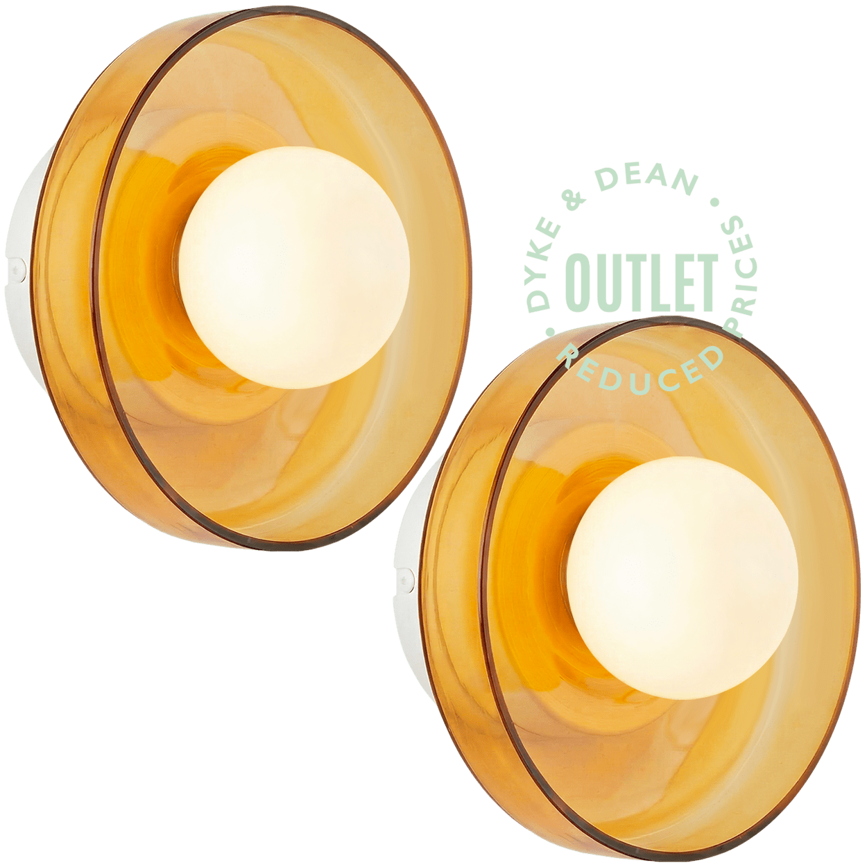 AMBER GLASS SCONCE WALL LIGHT SMALL OUTLET - DYKE & DEAN