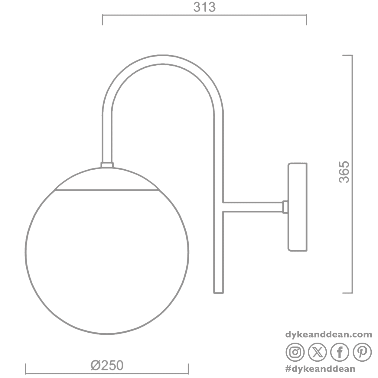 ARC WALL LIGHT LARGE GLOBE - DYKE & DEAN