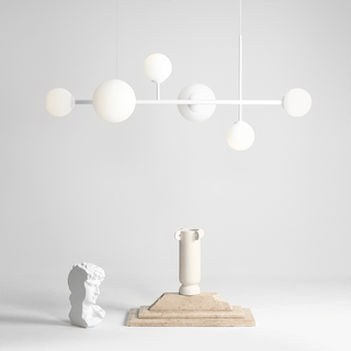BATON ROD GLOBE PENDANT 6 LIGHT WHITE - DYKE & DEAN