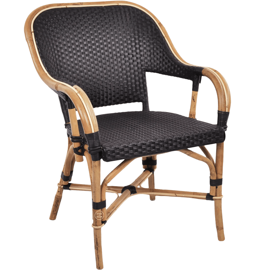 BISTRO RATTAN ARMCHAIR BLACK - DYKE & DEAN