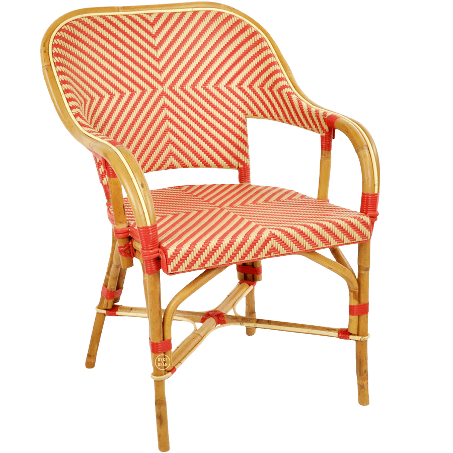 BISTRO RATTAN ARMCHAIR JEWEL RED GOLD - DYKE & DEAN