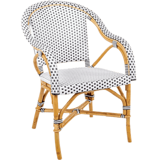 BISTRO RATTAN ARMCHAIR SQUARES WHITE BLACK - DYKE & DEAN