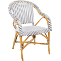 BISTRO RATTAN ARMCHAIR SQUARES WHITE NAVY - DYKE & DEAN