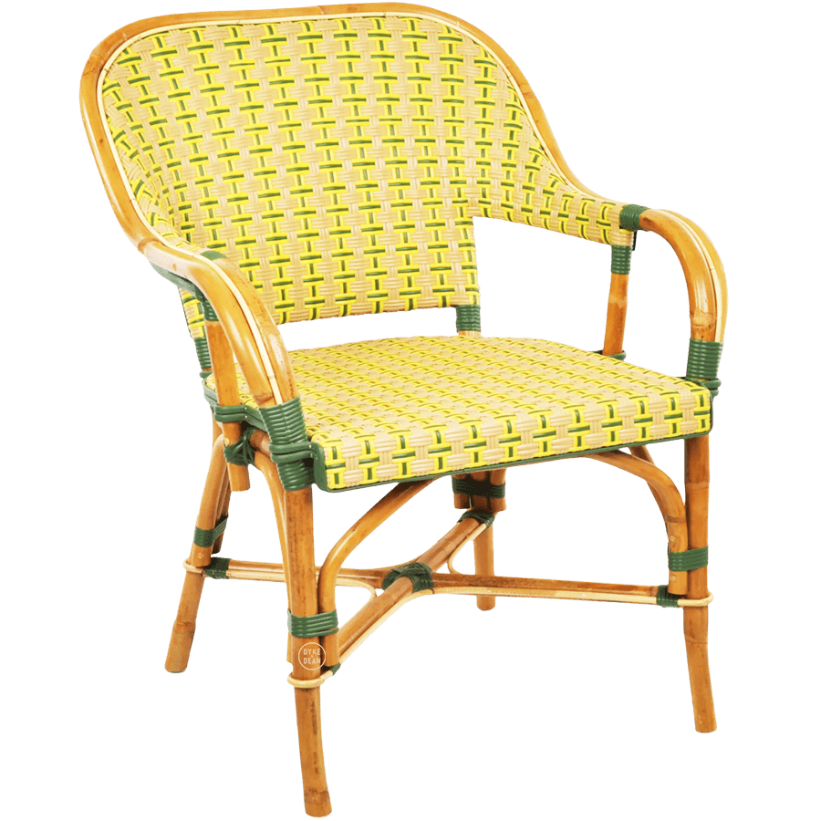 BISTRO RATTAN ARMCHAIR YELLOW GREEN - DYKE & DEAN