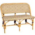 BISTRO RATTAN BANQUETTE BENCH DIAMONDS GOLD NAVY - DYKE & DEAN