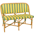 BISTRO RATTAN BANQUETTE BENCH STRIPE YELLOW GREEN - DYKE & DEAN
