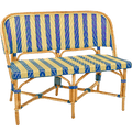 BISTRO RATTAN BANQUETTE BENCH STRIPES GOLD NAVY - DYKE & DEAN