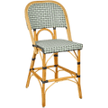 BISTRO RATTAN BAR CHAIR BASKET WEAVE GREEN - DYKE & DEAN