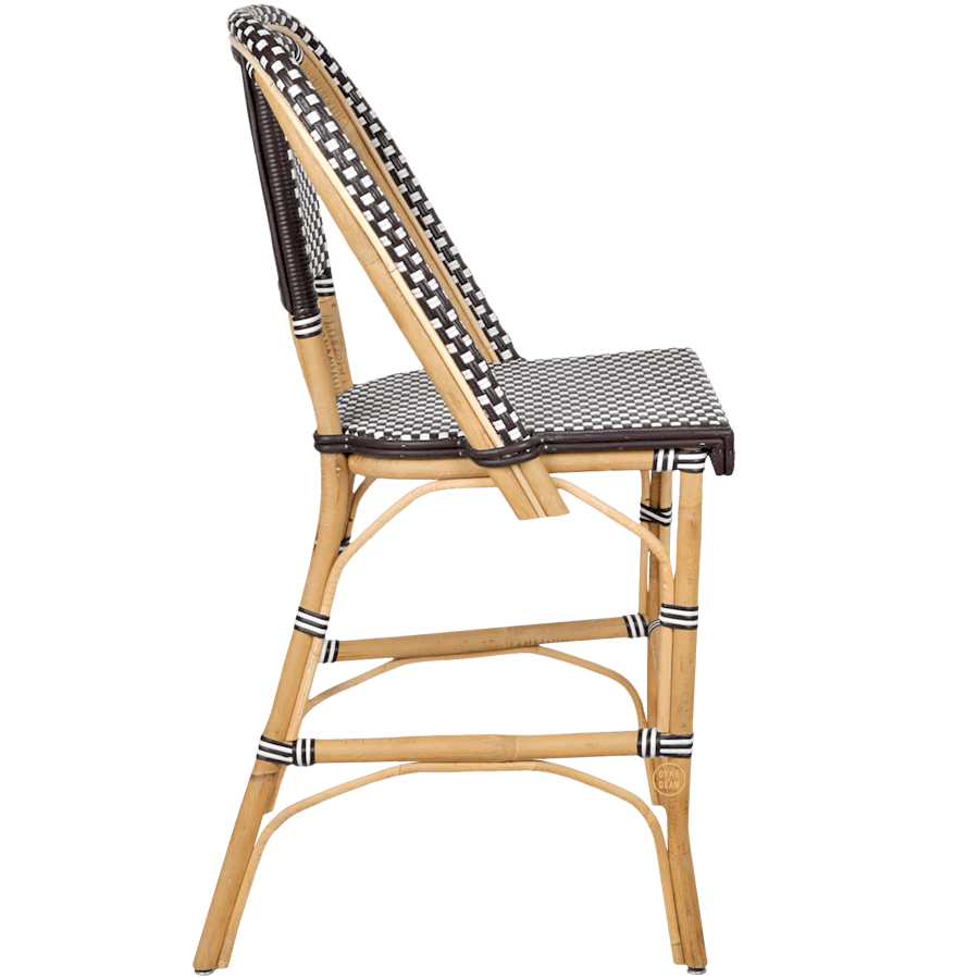 BISTRO RATTAN BAR CHAIR SQUARES BLUE WHITE - DYKE & DEAN