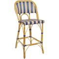 BISTRO RATTAN BAR CHAIR STRIPES BLUE GOLD - DYKE & DEAN