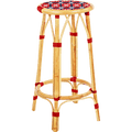BISTRO RATTAN BAR STOOL CROSSES RED - DYKE & DEAN