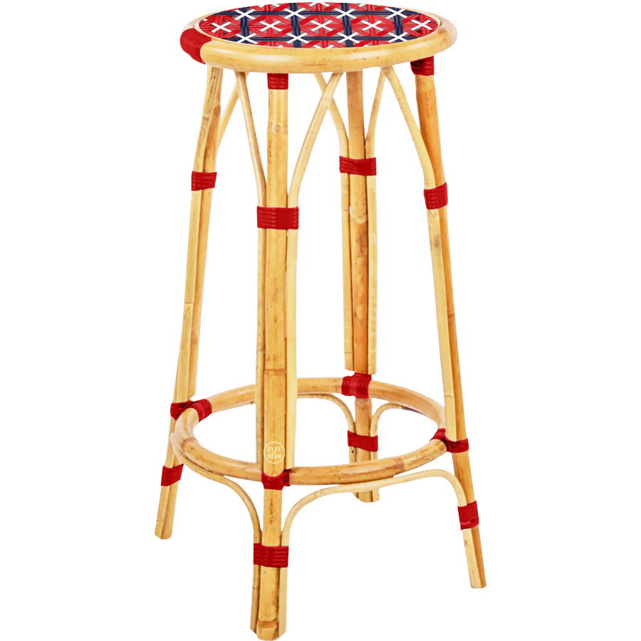 BISTRO RATTAN BAR STOOL CROSSES RED - DYKE & DEAN