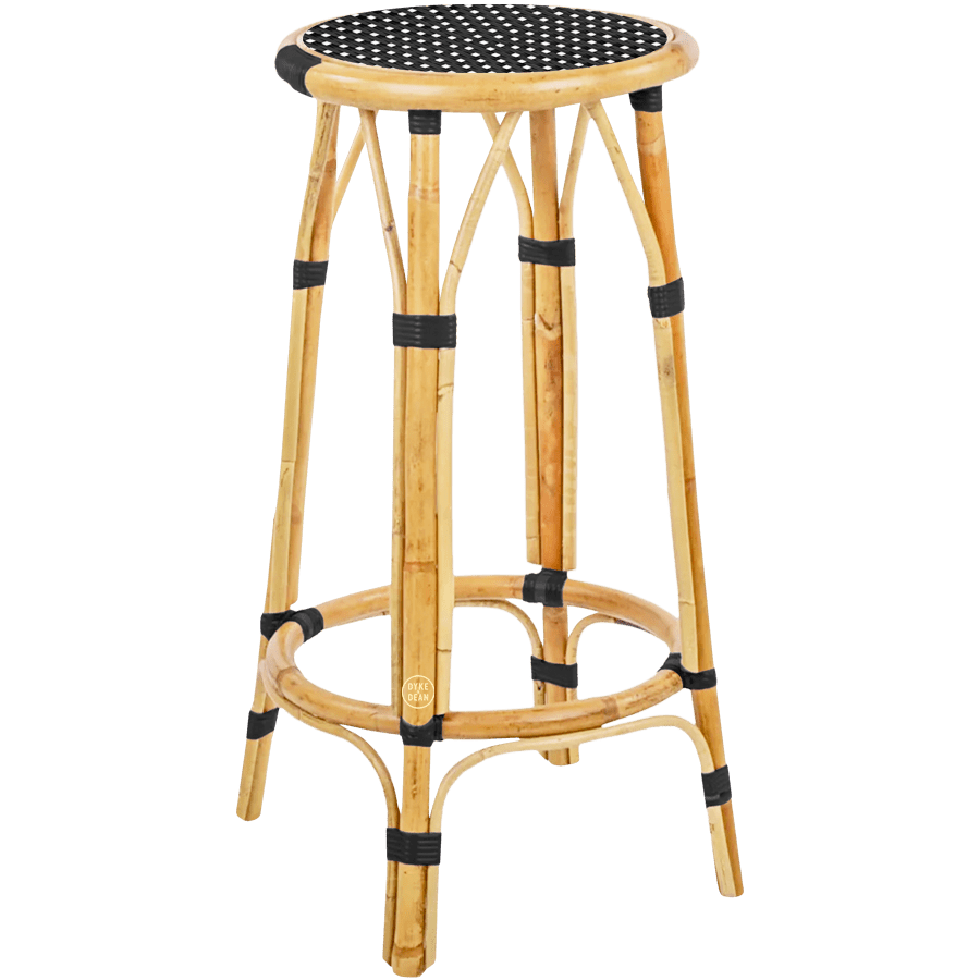 Square Rattan Stool BISTRO RATTAN BAR STOOL SQUARE BLACK WHITE - DYKE & DEAN