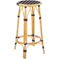 BISTRO RATTAN BAR STOOL SQUARE NAVY GOLD - DYKE & DEAN