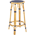 BISTRO RATTAN BAR STOOL SQUARE NAVY WHITE - DYKE & DEAN