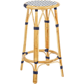 BISTRO RATTAN BAR STOOL SQUARE WHITE NAVY - DYKE & DEAN