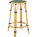 BISTRO RATTAN COUNTER STOOL CROSSES BLUE GREEN - DYKE & DEAN